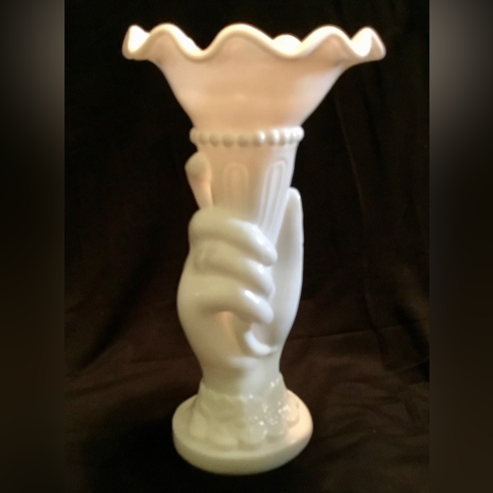 Vintage Westmoreland Hand Holding Vase, Milk Glass Vase